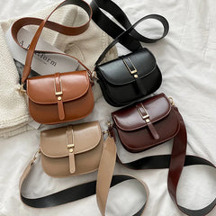 Vintage Solid Saddle Bag High PU Leather Women's Handbag