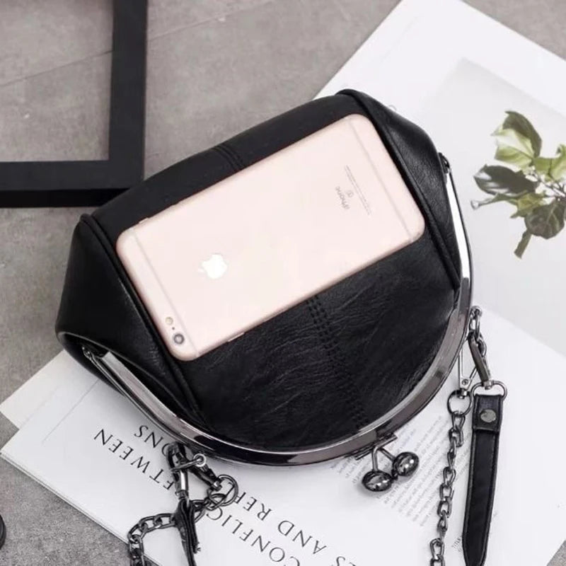 Vintage Two Straps Shell Lock Bag Chain Women Shoulder Crossbody Bags