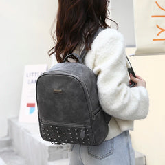 Vintage Women Backpack Large Capacity Student School Bag Cowhide Female