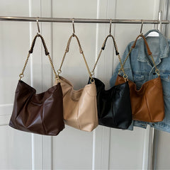 Vintage Women Soft PU Leather Shopper Bag Large Capacity Shoulder Crossbody Bags