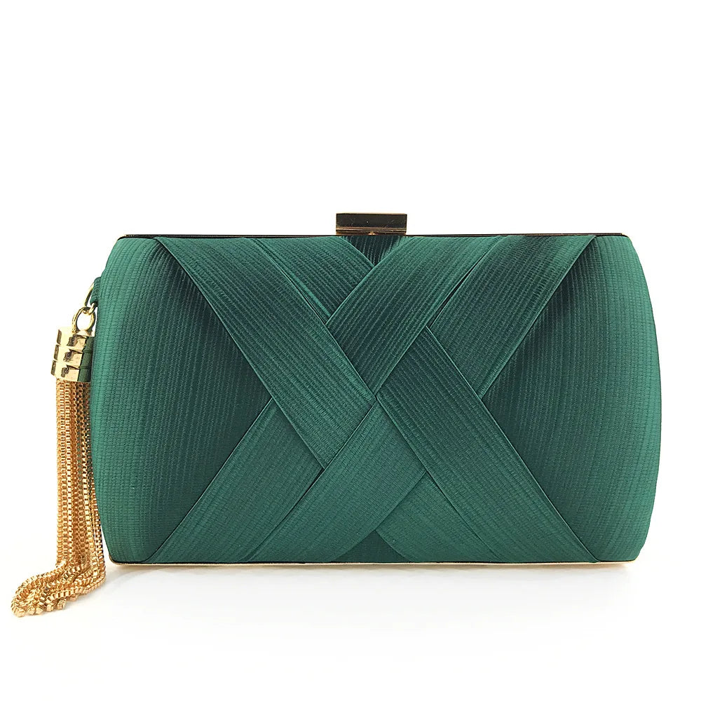Multi-Color Silk Evening Bag with Tassel for Women