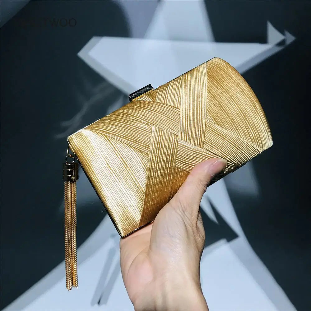 Multi-Color Silk Evening Bag with Tassel for Women