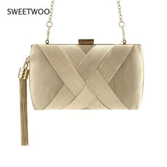 Multi-Color Silk Evening Bag with Tassel for Women