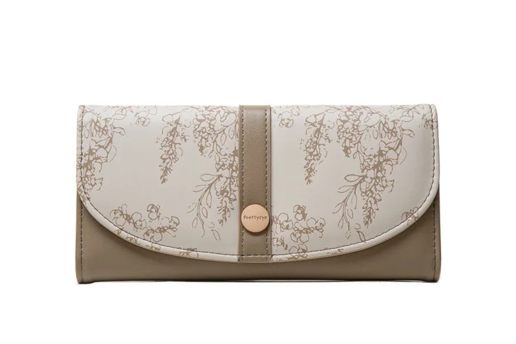 Women's Long PU Buckle Zipper Handbag