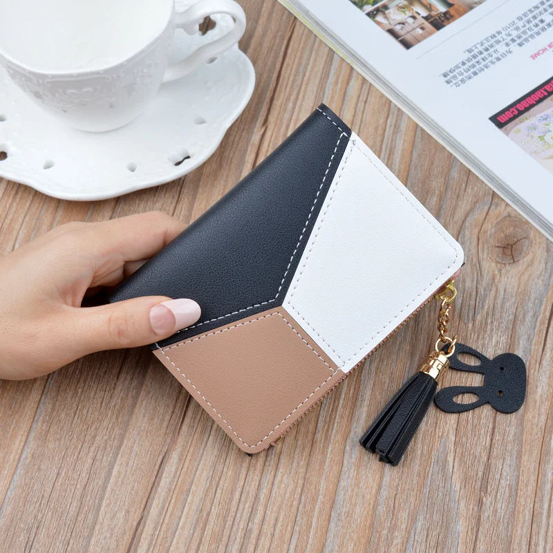 Women's Short Wallet Contrast Mini Thin Wallet
