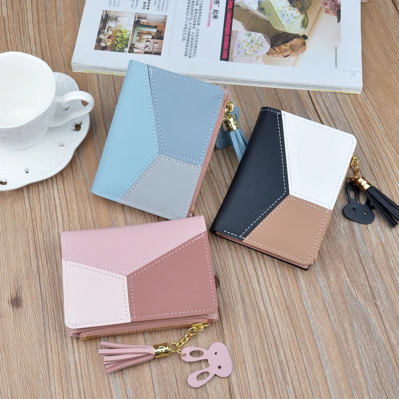 Women's Short Wallet Contrast Mini Thin Wallet