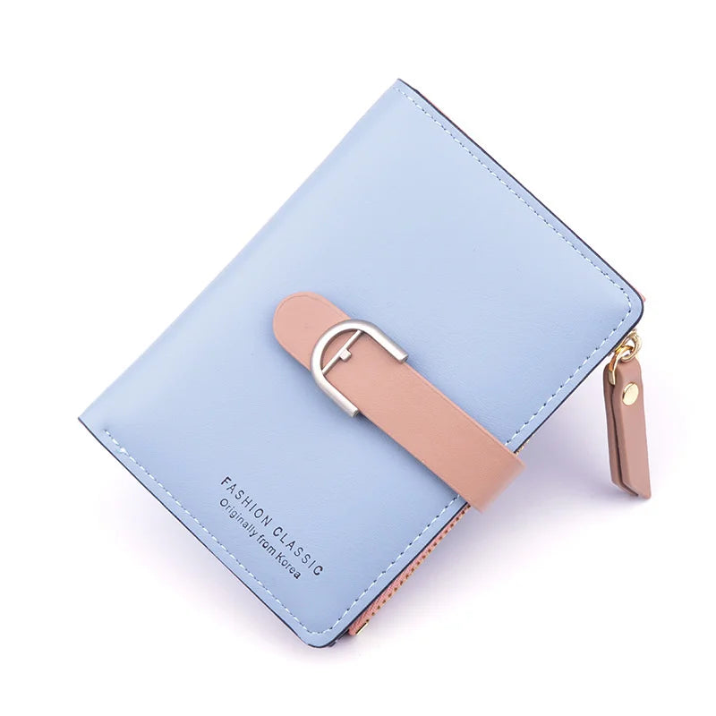 Women's Short Wallet Soft Leather Belt Buckle Small Wallet