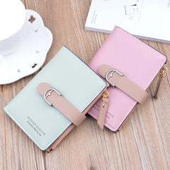 Women's Short Wallet Soft Leather Belt Buckle Small Wallet