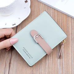 Women's Short Wallet Soft Leather Belt Buckle Small Wallet