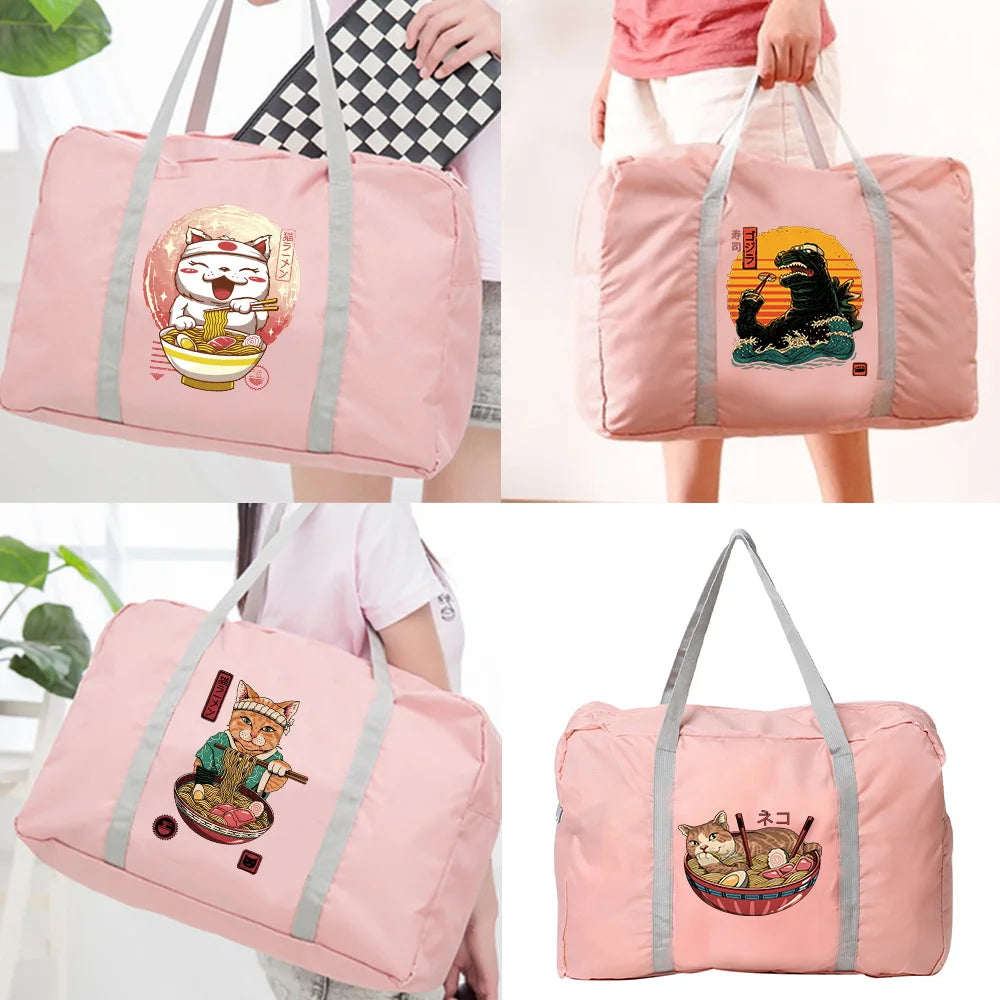 Water Proof Luggage Travel Bag Japan Cat Series Shoulder Pack Nylon Handbags