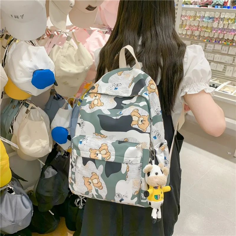 Waterproof Animal Printing Student Cartoon Backpack Female Laptop Bookbag