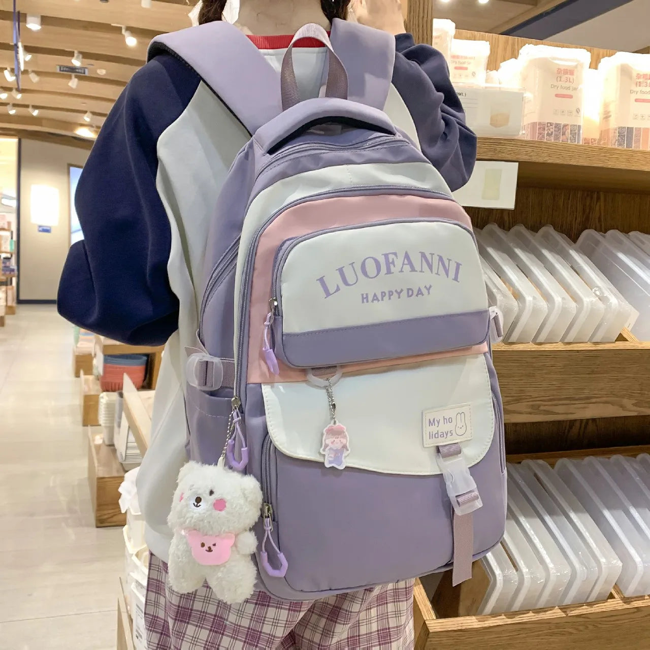 Waterproof Nylon Women Backpack Japanese Female Students Schoolbag Multilayer