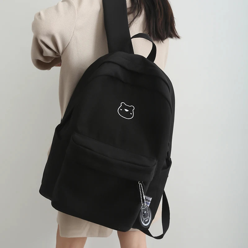 Waterproof Nylon Women Backpack Schoolbag Teenage Girls Solid Bookbag Mochila