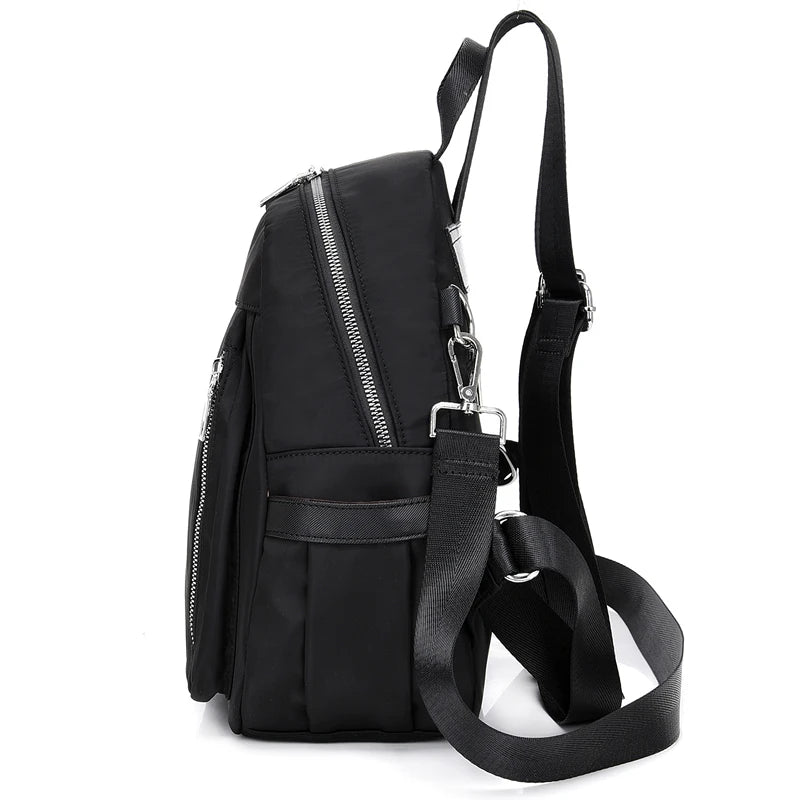 Waterproof Nylon Women Backpack Zipper School Bags For Teens