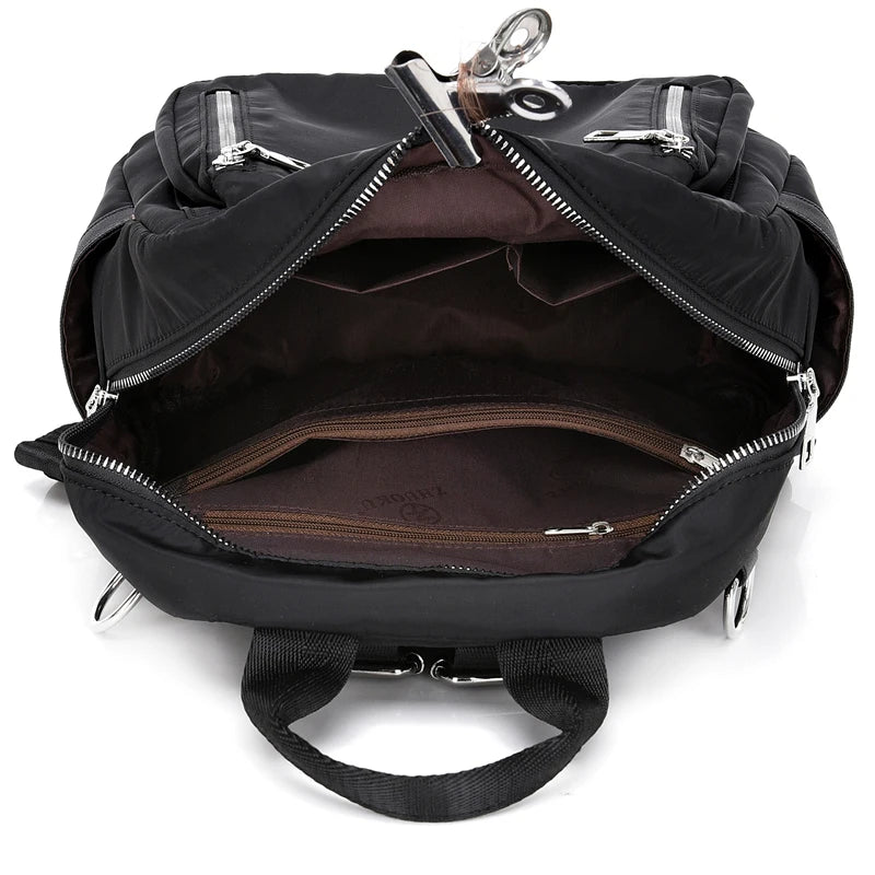 Waterproof Nylon Women Backpack Zipper School Bags For Teens