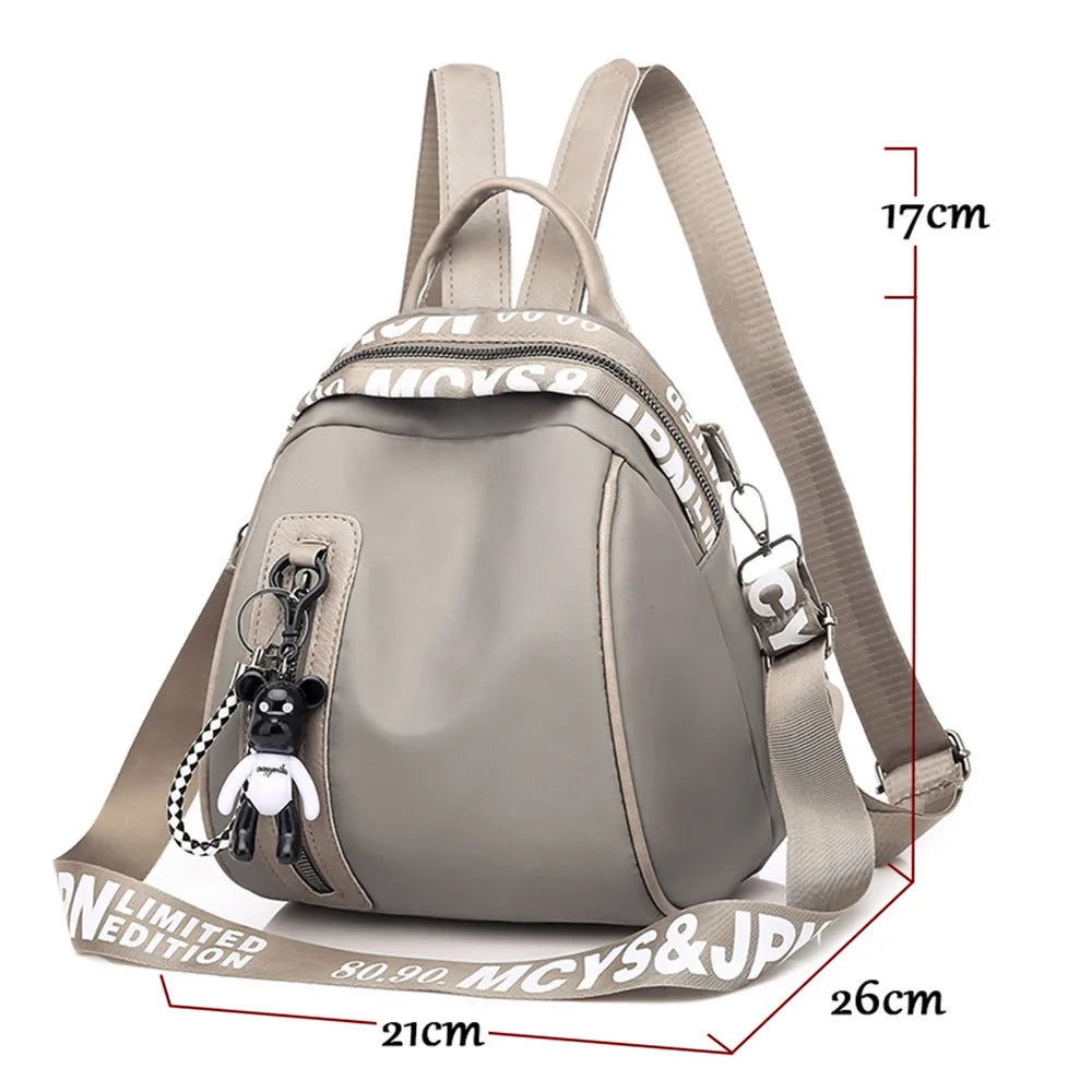 Waterproof Nylon Women Backpack Zipper School Bags Girls