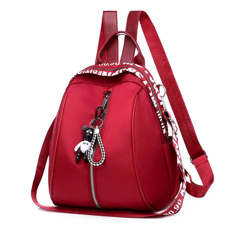 Waterproof Nylon Women Backpack Zipper School Bags For Teenagers Girls
