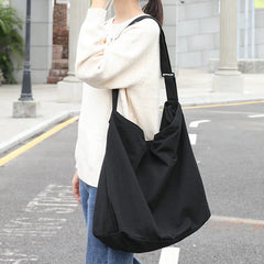 Waterproof Canvas Tote Shoulder Bag Solid Handbags Men Women Crossbody