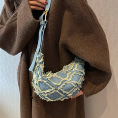 Canvas Hobos Bag Wide Shoulder Belt Handheld Shoulder Bag