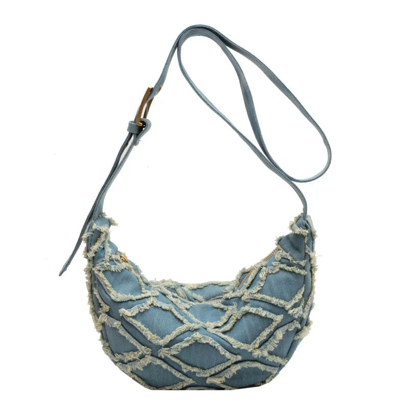 Canvas Hobos Bag Wide Shoulder Belt Handheld Shoulder Bag