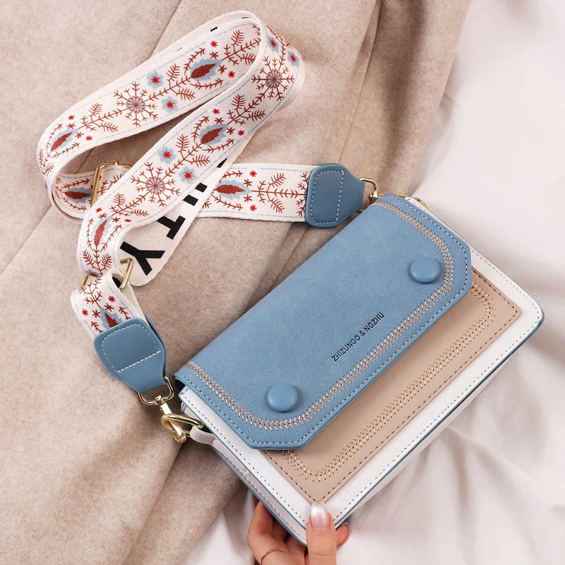 Net Red Texture Double Shoulder Strap Women's Bag