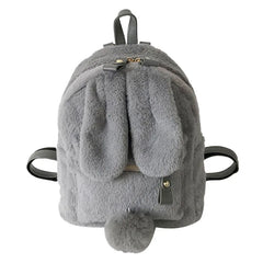 Winter Faux Fur Mini Backpack Rabbit Ear Women Travel Shoulder Bag