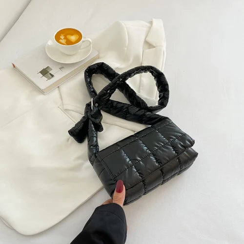Winter Down Cotton Shoulder Bag Soft Nylon Handbags Crossbody Bags For Women