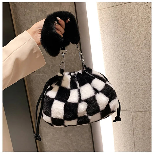 Winter Faux Fur Shoulder Bag Soft Plush Handbag