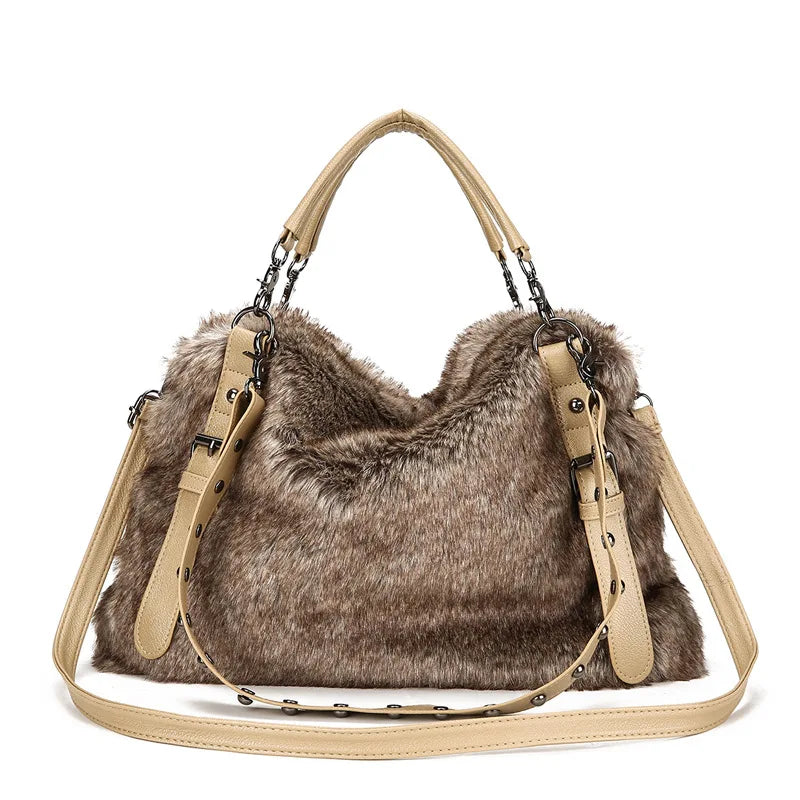 Winter Locomotive Bag Plush Warm Rabbit Fur Bag Plush Female Bag