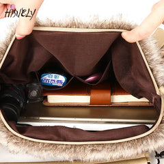 Winter Locomotive Bag Plush Warm Rabbit Fur Bag Plush Female Bag
