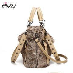 Winter Locomotive Bag Plush Warm Rabbit Fur Bag Plush Female Bag