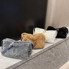 Winter Plush Crossbody Bag Soft Faux Fur Shoulder Handbag