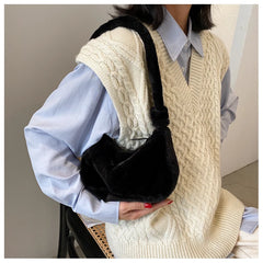 Winter Soft Plush Women Shoulder Bag Faux Fur Small Underarm Bag