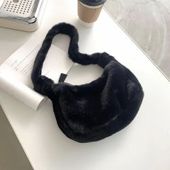 Winter Soft Plush Women Shoulder Bag Faux Fur Small Underarm Bag