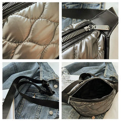 Winter Women Waist Bag Soft Down Cotton Fanny Pack Casual Waist Belt Bag