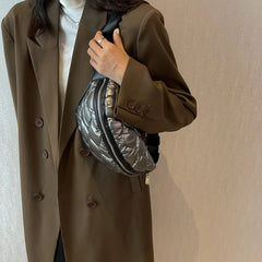 Winter Women Waist Bag Soft Down Cotton Fanny Pack Casual Waist Belt Bag