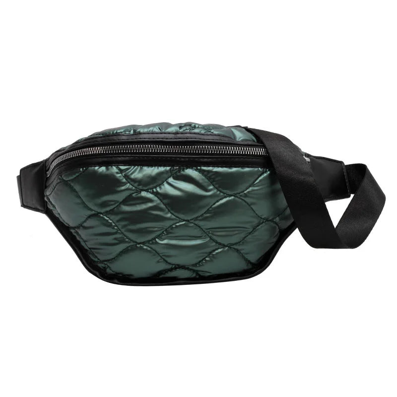 Winter Women Waist Bag Soft Down Cotton Fanny Pack Casual Waist Belt Bag