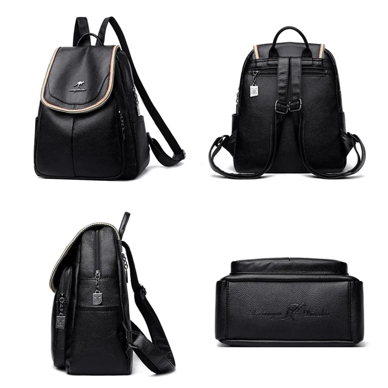 PU Leather Women Backpack School Bags Large Capacity Travel Backpacks