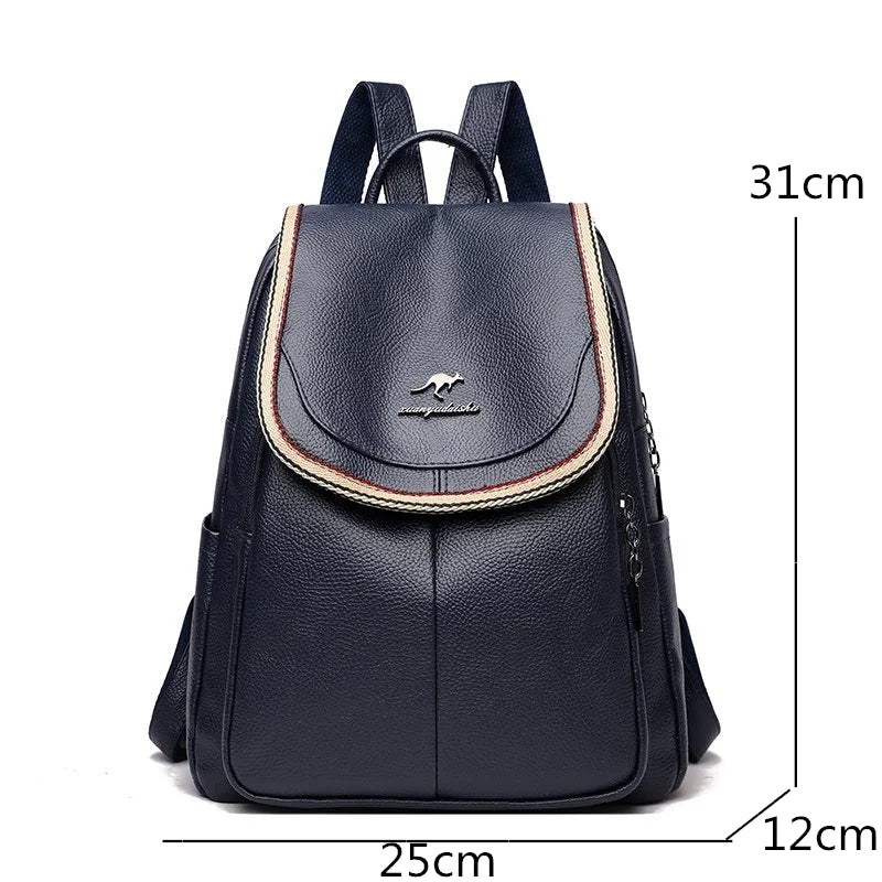 PU Leather Women Backpack School Bags Large Capacity Travel Backpacks