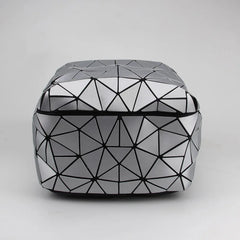 Geometric Patchwork School Backpack for Teenage Girls - Holographic