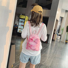Plush Bow Backpack for Girls - School Laptop Bag