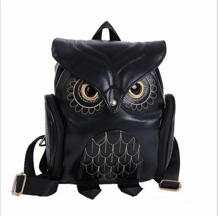 Women Owl Backpack School Leather Travel Shoulder Bag