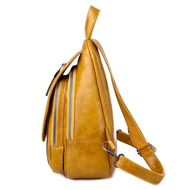 Women Leather Backpack High Shoulder Bag Girls School Travel Mochila