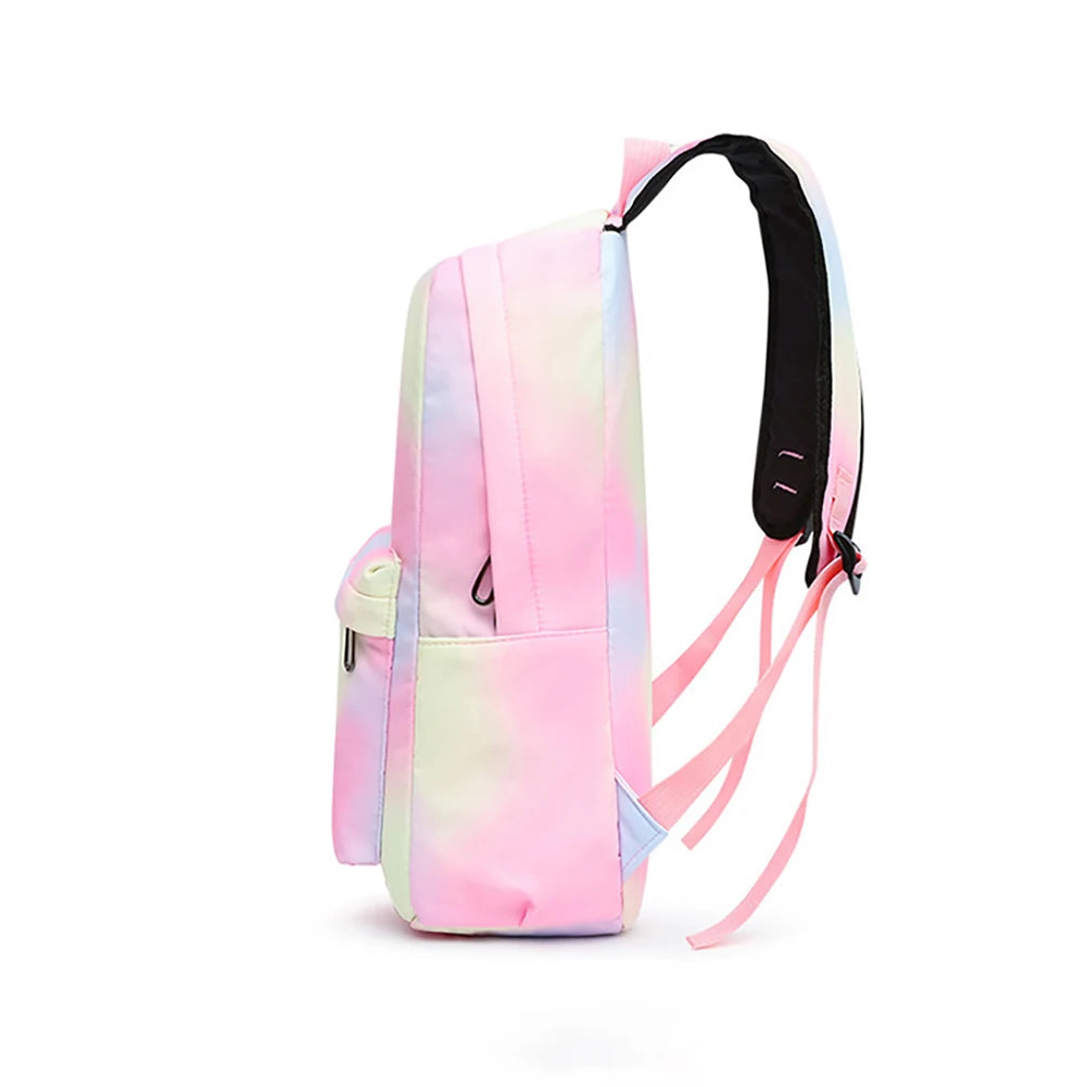 Waterproof Nylon School Backpack for Teen Girls with Lunch Box