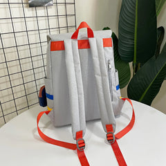Women Backpack Contrast Colors Nylon Travel Schoolgirl Schoolbag