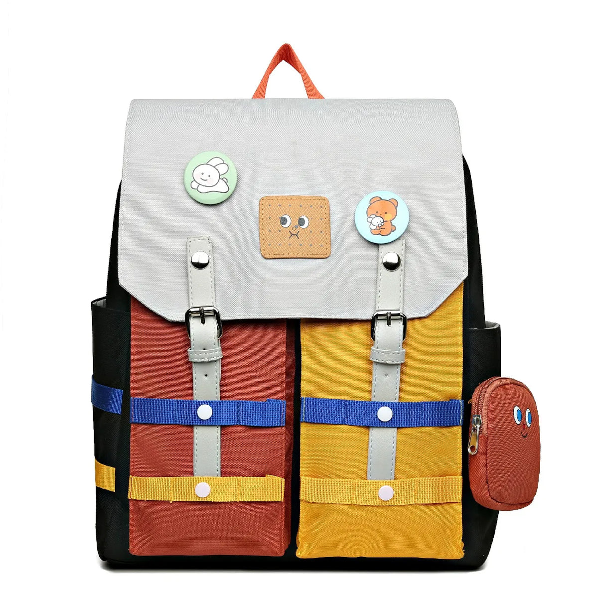 Women Backpack Contrast Colors Nylon Travel Schoolgirl Schoolbag