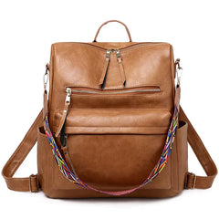 Women Waterproof Leather Backpack Large Capacity Laptop Bag