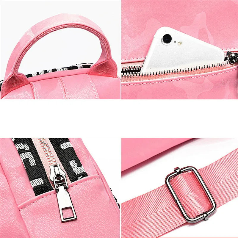 Women Leather Business Bag Travel Shoulder Backpack