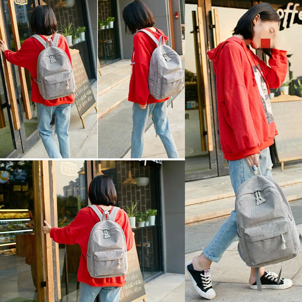 Canvas Travel School Backpack Rucksack Laptop Hiking Bag