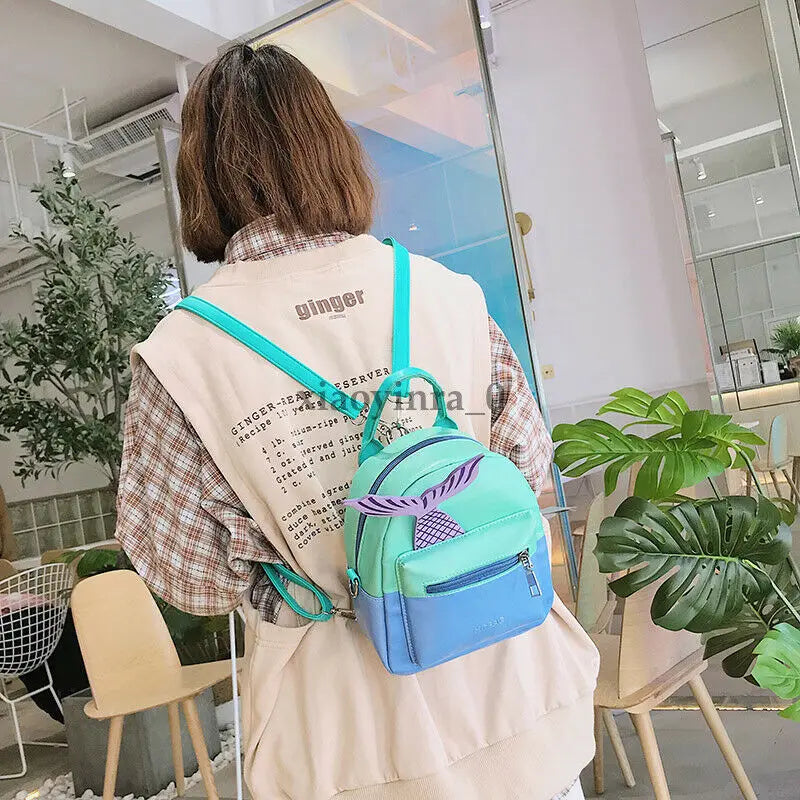 Women Leather Rucksack Travel Shoulder Bag School Backpack